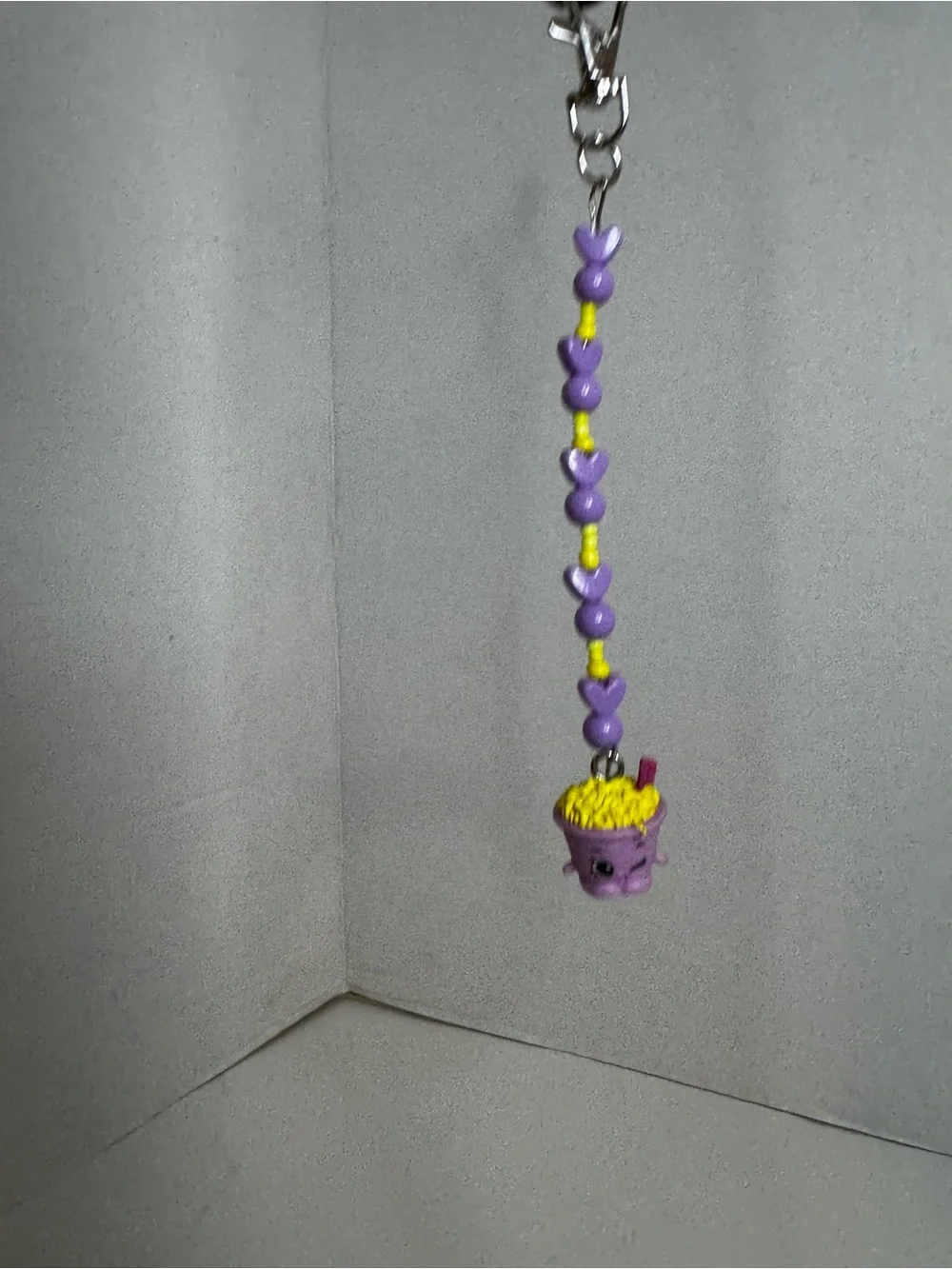 Shopkins Purple and Yellow Noodle Cup Keychain Charm